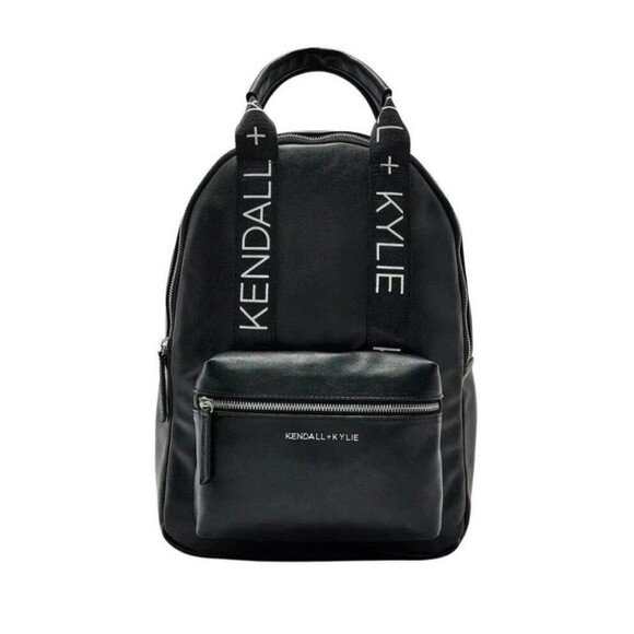 Kendall + Kylie Large Black Vegan Faux Leather Backpack Bag 15.5\